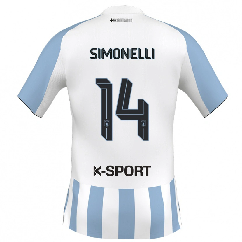 Danxen Kvinder Alessandro Simonelli #14 Hvid Himmelblå Hjemmebane Spillertrøjer 2025/26 Trøje T-Shirt
