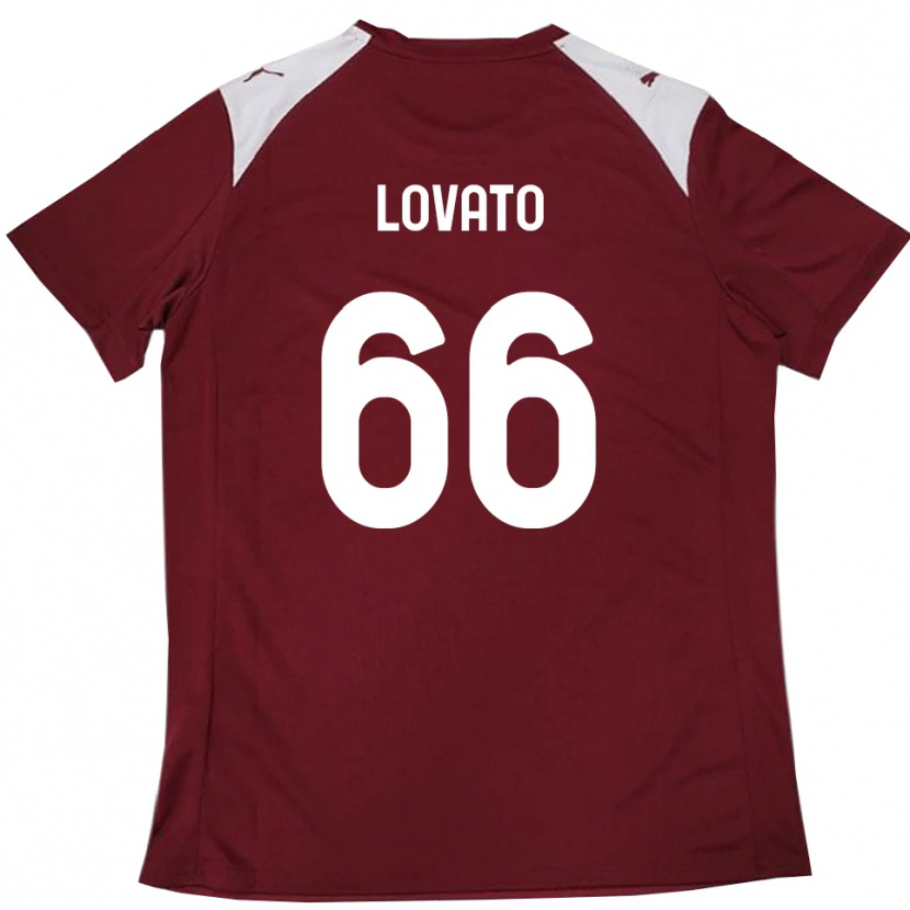 Danxen Kvinder Matteo Lovato #66 Bourgogne Hvid Hjemmebane Spillertrøjer 2025/26 Trøje T-Shirt