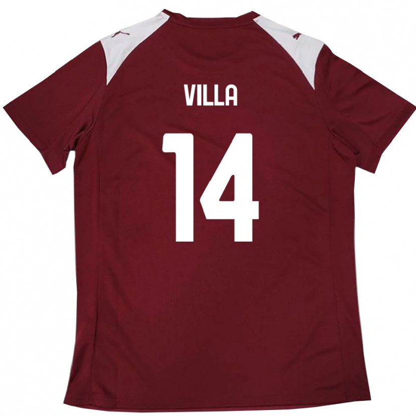 Danxen Kvinder Luca Villa #14 Bourgogne Hvid Hjemmebane Spillertrøjer 2025/26 Trøje T-Shirt