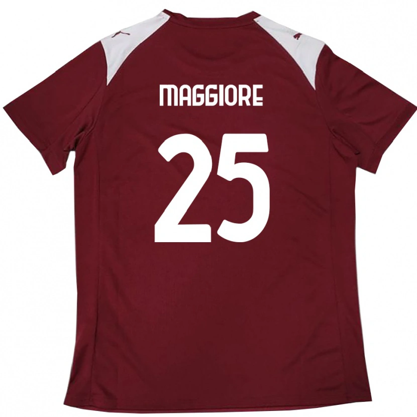 Danxen Kvinder Giulio Maggiore #25 Bourgogne Hvid Hjemmebane Spillertrøjer 2025/26 Trøje T-Shirt