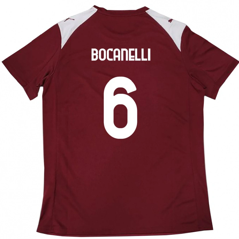Danxen Kvinder Giovanni Bocanelli #6 Bourgogne Hvid Hjemmebane Spillertrøjer 2025/26 Trøje T-Shirt