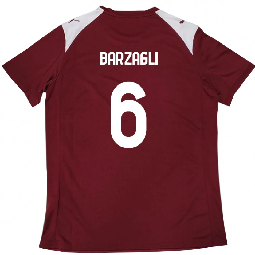 Danxen Kvinder Gabriele Barzagli #6 Bourgogne Hvid Hjemmebane Spillertrøjer 2025/26 Trøje T-Shirt