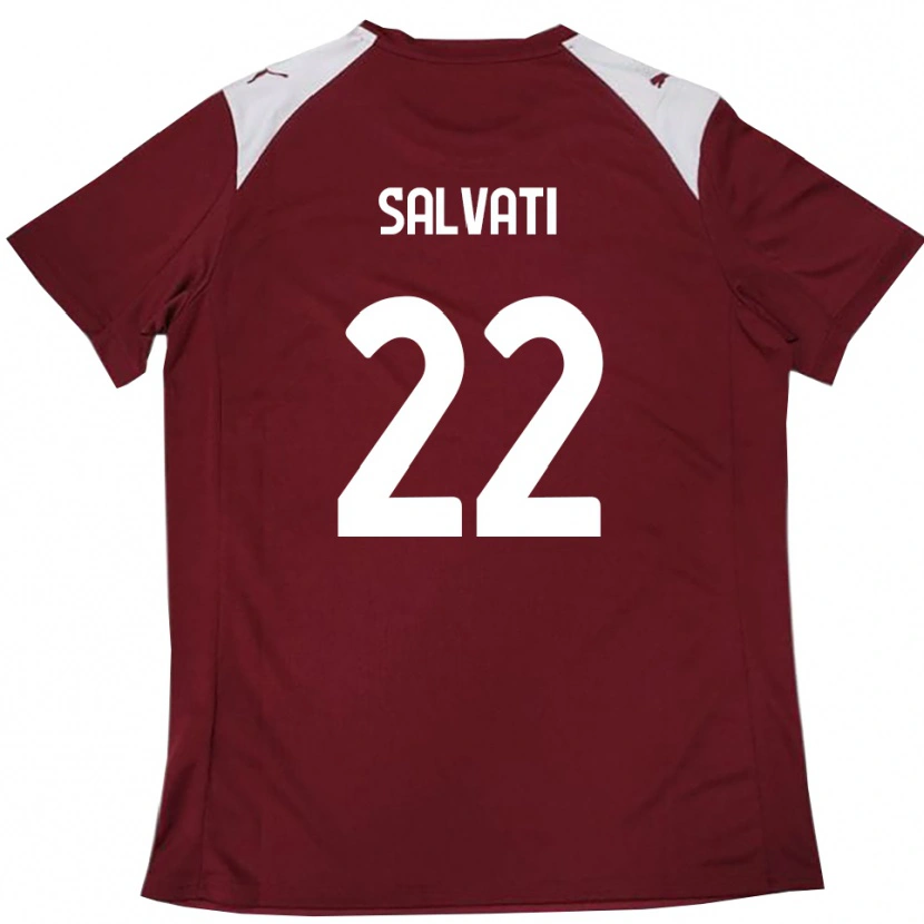 Danxen Kvinder Gregorio Salvati #22 Bourgogne Hvid Hjemmebane Spillertrøjer 2025/26 Trøje T-Shirt