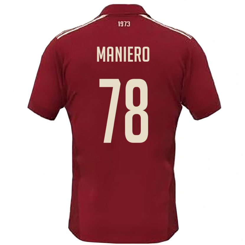 Danxen Kvinder Luca Maniero #78 Bourgogne Hvid Hjemmebane Spillertrøjer 2025/26 Trøje T-Shirt