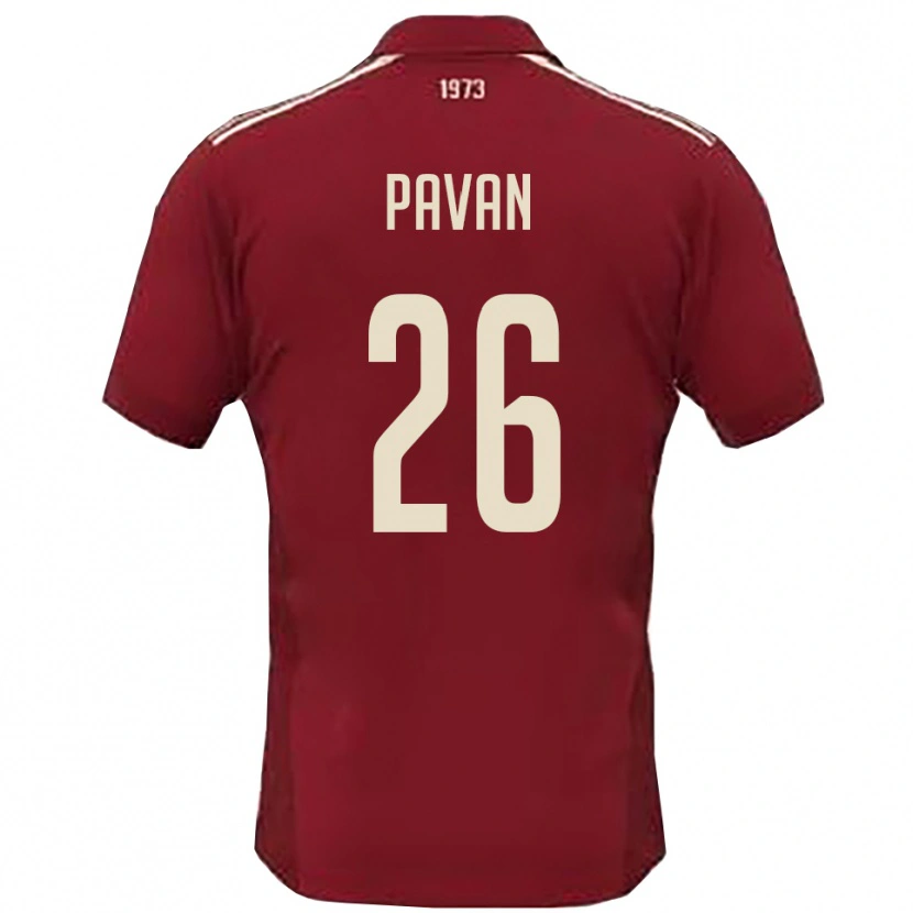 Danxen Kvinder Nicola Pavan #26 Bourgogne Hvid Hjemmebane Spillertrøjer 2025/26 Trøje T-Shirt
