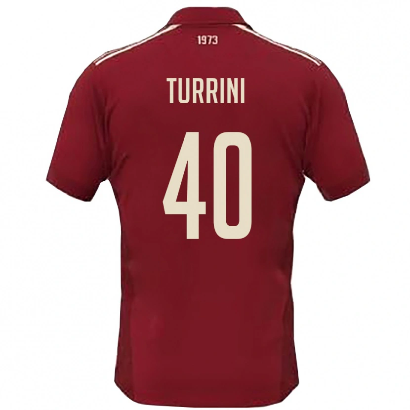 Danxen Kvinder Giordano Turrini #40 Bourgogne Hvid Hjemmebane Spillertrøjer 2025/26 Trøje T-Shirt