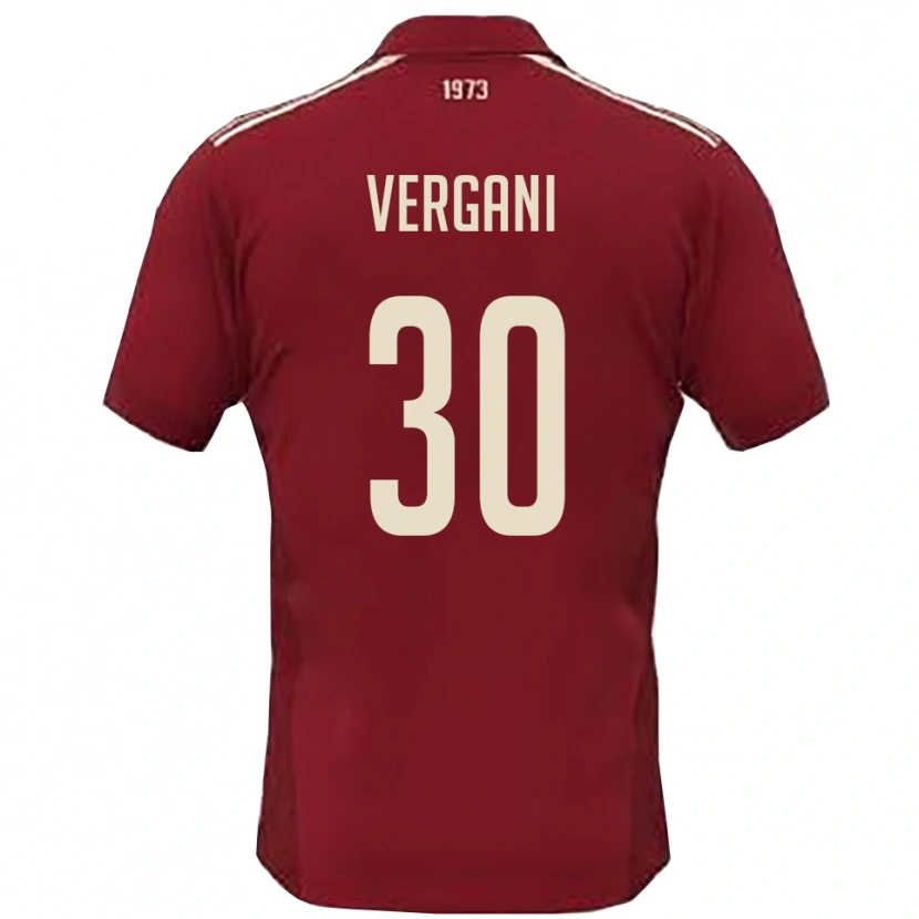 Danxen Kvinder Mattia Vergani #30 Bourgogne Hvid Hjemmebane Spillertrøjer 2025/26 Trøje T-Shirt