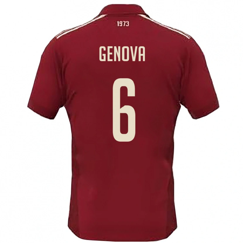 Danxen Kvinder Alessio Genova #6 Bourgogne Hvid Hjemmebane Spillertrøjer 2025/26 Trøje T-Shirt