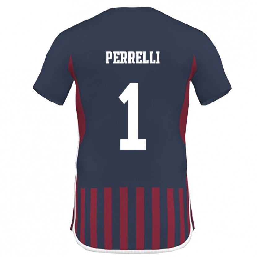 Danxen Kvinder Samuele Perrelli #1 Mørkeblå Rød Hjemmebane Spillertrøjer 2025/26 Trøje T-Shirt
