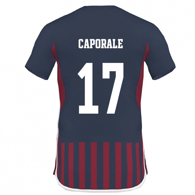 Danxen Kvinder Alessandro Caporale #17 Mørkeblå Rød Hjemmebane Spillertrøjer 2025/26 Trøje T-Shirt