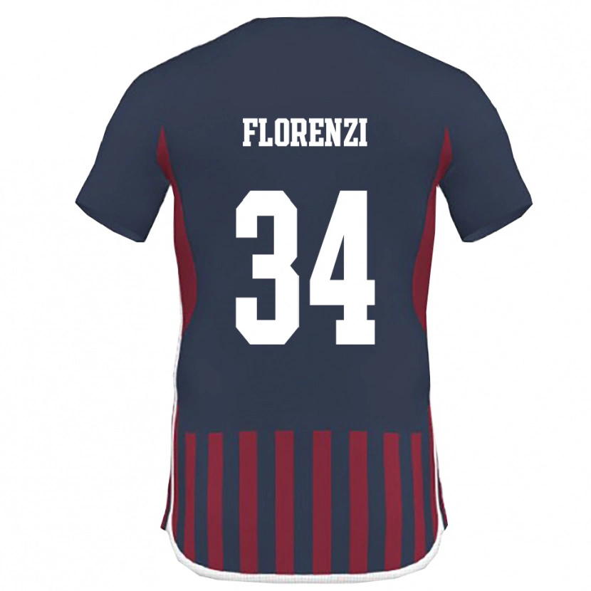 Danxen Kvinder Aldo Florenzi #34 Mørkeblå Rød Hjemmebane Spillertrøjer 2025/26 Trøje T-Shirt