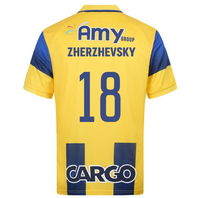 Danxen Kvinder Roy Zherzhevsky #18 Gul Mørkeblå Hjemmebane Spillertrøjer 2025/26 Trøje T-Shirt