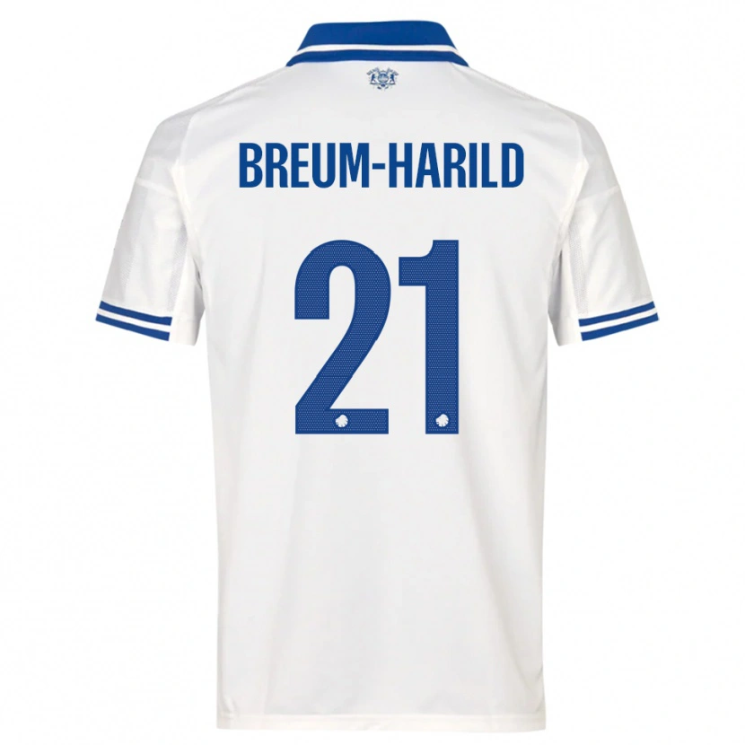 Danxen Kvinder Tobias Breum-Harild #21 Hvid Blå Hjemmebane Spillertrøjer 2025/26 Trøje T-Shirt