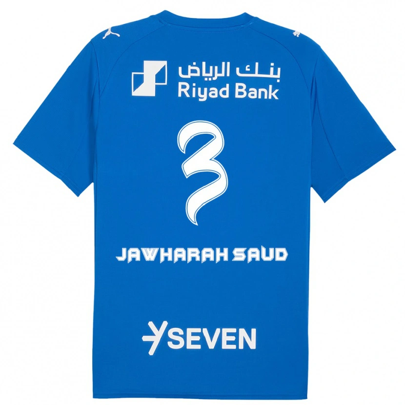 Danxen Kvinder Al Jawharah Saud #3 Blå Hvid Hjemmebane Spillertrøjer 2025/26 Trøje T-Shirt