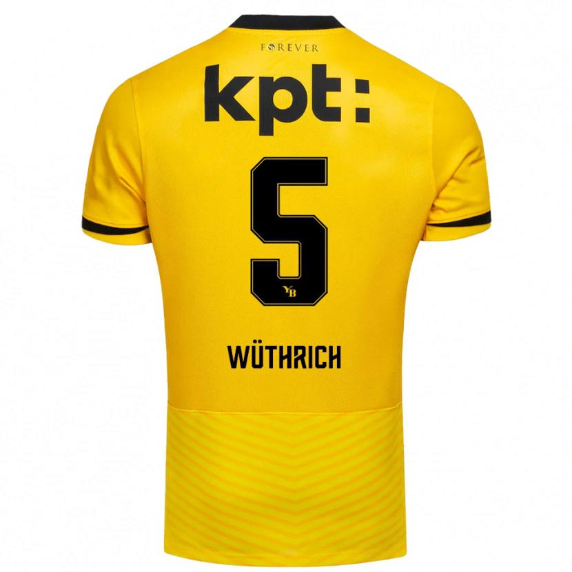 Danxen Kvinder Gregory Wüthrich #5 Gul Sort Hjemmebane Spillertrøjer 2025/26 Trøje T-Shirt
