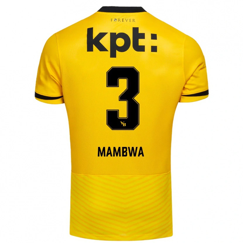 Danxen Kvinder Olivier Mambwa #3 Gul Sort Hjemmebane Spillertrøjer 2025/26 Trøje T-Shirt