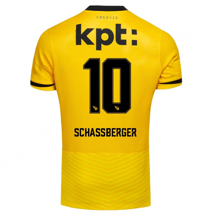 Danxen Kvinder Julia Schassberger #10 Gul Sort Hjemmebane Spillertrøjer 2025/26 Trøje T-Shirt