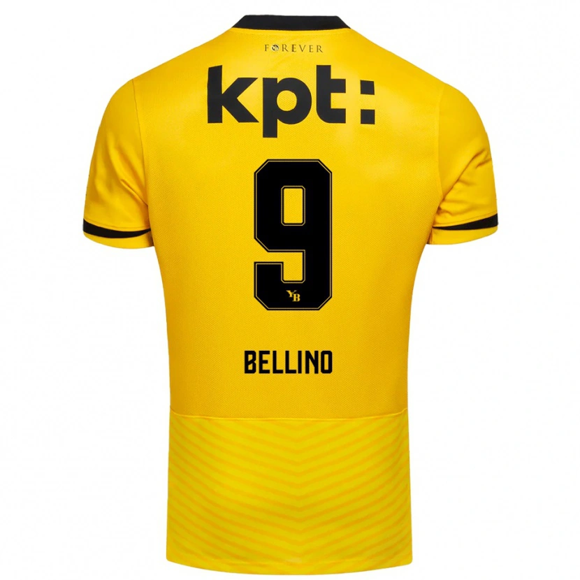 Danxen Kvinder Mattia Bellino #9 Gul Sort Hjemmebane Spillertrøjer 2025/26 Trøje T-Shirt