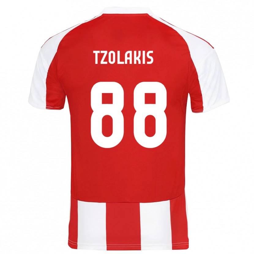 Danxen Kvinder Konstantinos Tzolakis #88 Rød Hvid Hjemmebane Spillertrøjer 2025/26 Trøje T-Shirt