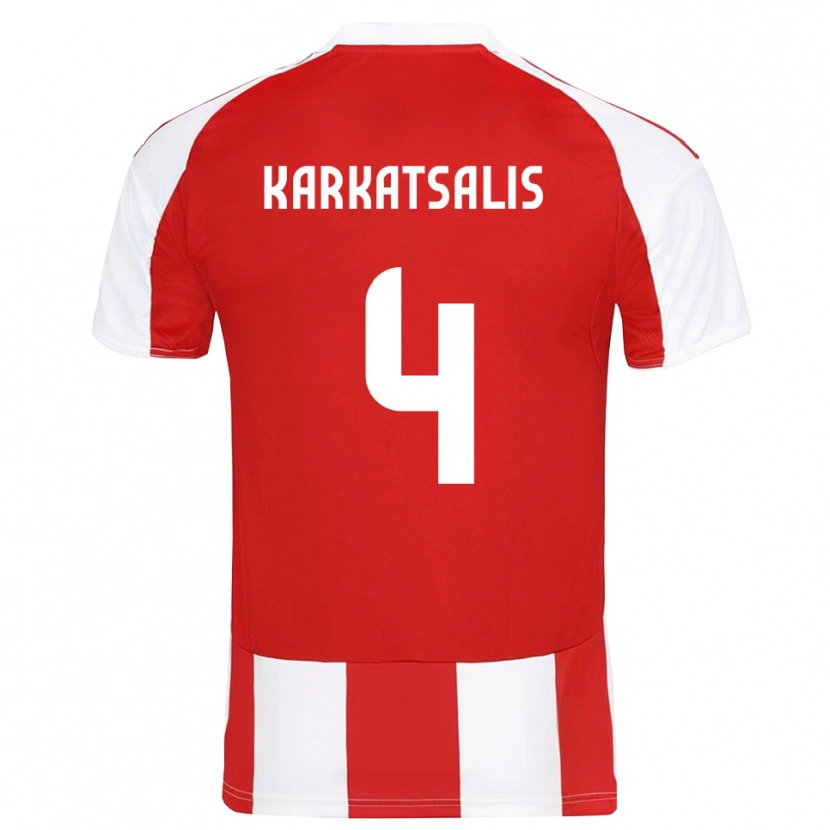 Danxen Kvinder Vasilios Karkatsalis #4 Rød Hvid Hjemmebane Spillertrøjer 2025/26 Trøje T-Shirt