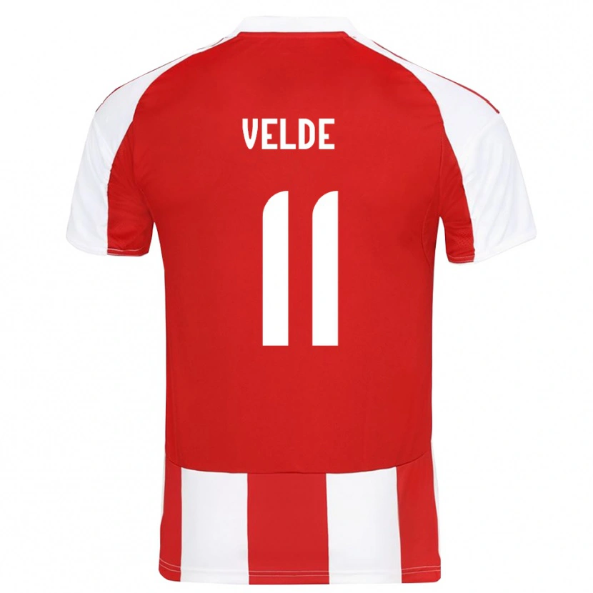 Danxen Kvinder Kristoffer Velde #11 Rød Hvid Hjemmebane Spillertrøjer 2025/26 Trøje T-Shirt