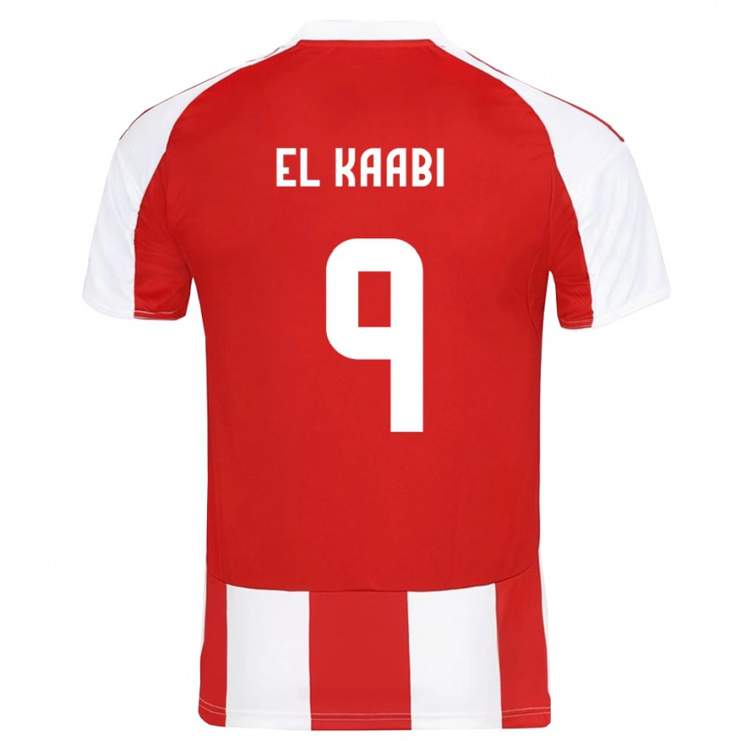 Danxen Kvinder Ayoub El Kaabi #9 Rød Hvid Hjemmebane Spillertrøjer 2025/26 Trøje T-Shirt