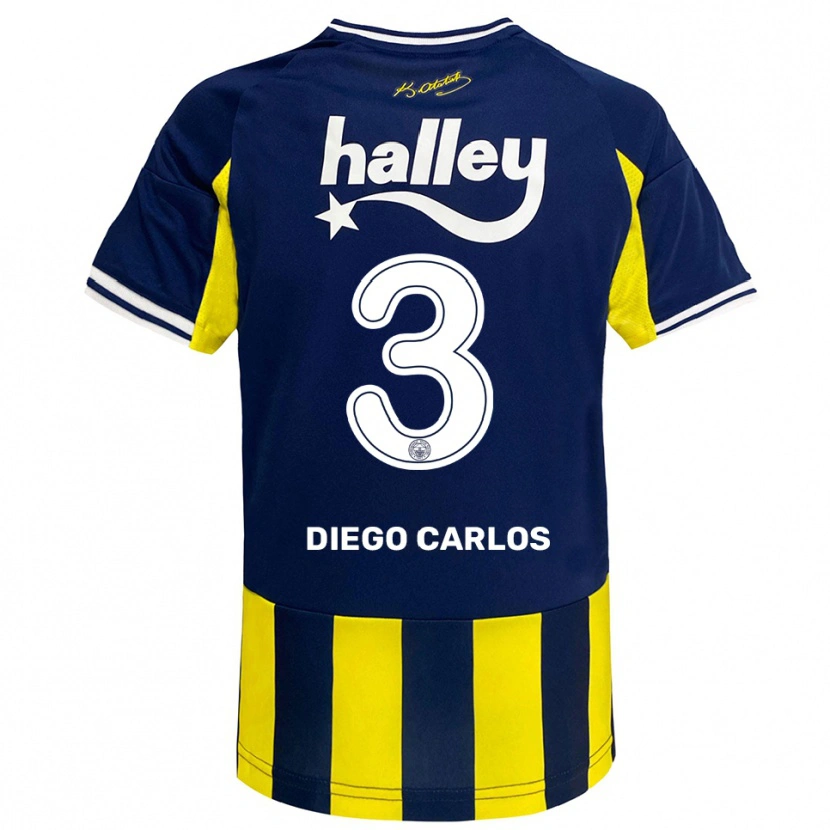 Danxen Kvinder Diego Carlos #3 Gul Mørkeblå Hvid Hjemmebane Spillertrøjer 2025/26 Trøje T-Shirt