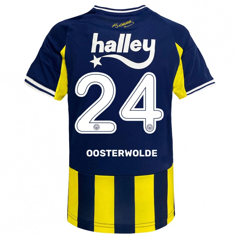Danxen Kvinder Jayden Oosterwolde #24 Gul Mørkeblå Hvid Hjemmebane Spillertrøjer 2025/26 Trøje T-Shirt