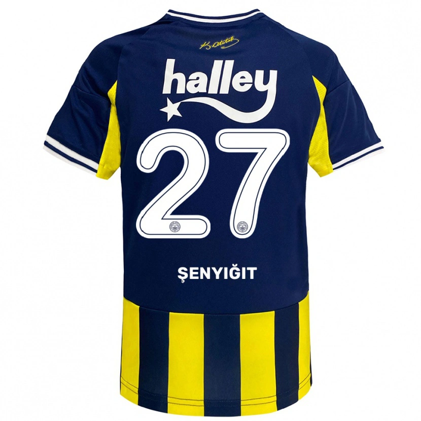 Danxen Kvinder Enes Şenyiğit #27 Gul Mørkeblå Hvid Hjemmebane Spillertrøjer 2025/26 Trøje T-Shirt