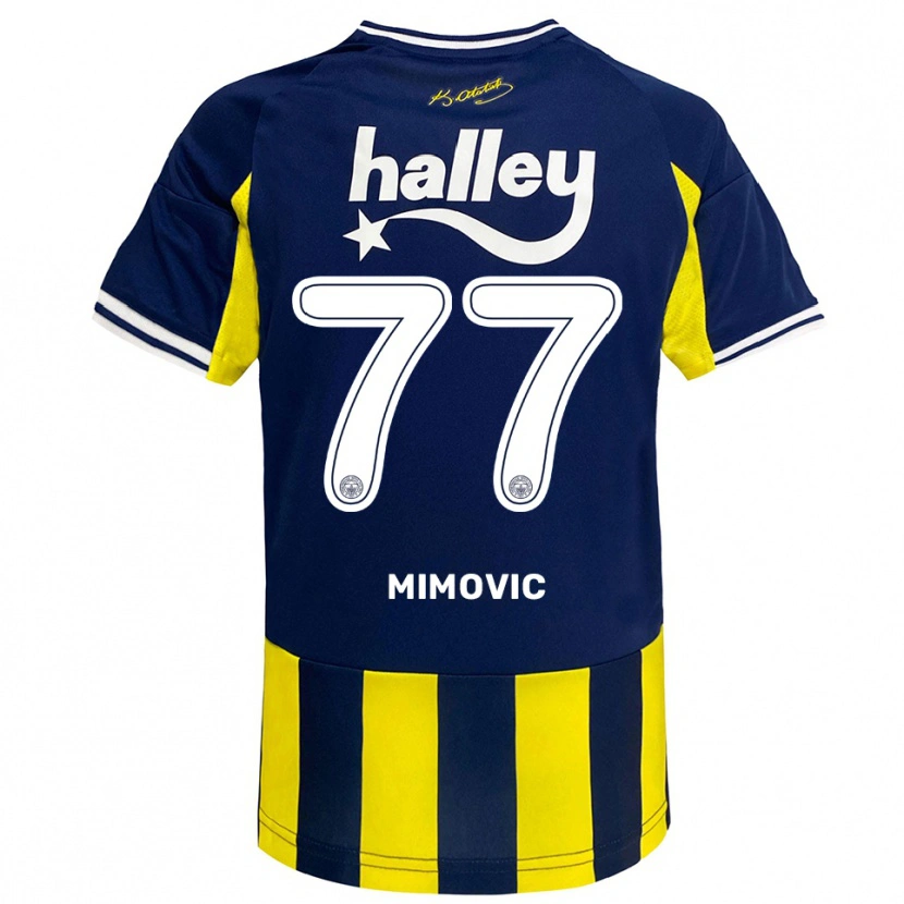 Danxen Kvinder Ognjen Mimovic #77 Gul Mørkeblå Hvid Hjemmebane Spillertrøjer 2025/26 Trøje T-Shirt