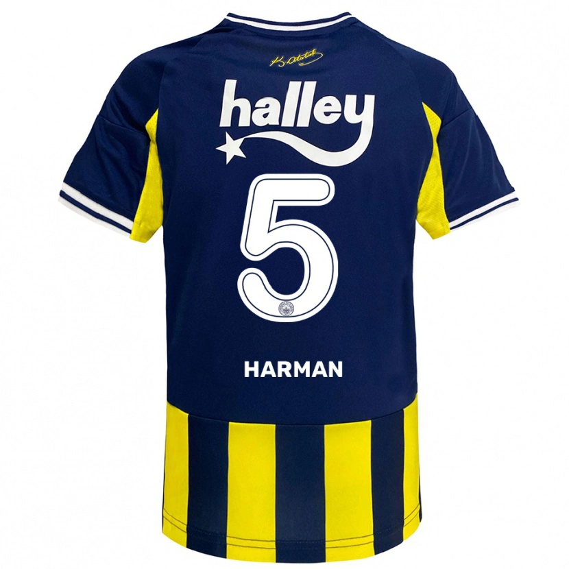 Danxen Kvinder Rıdvan Harman #5 Gul Mørkeblå Hvid Hjemmebane Spillertrøjer 2025/26 Trøje T-Shirt