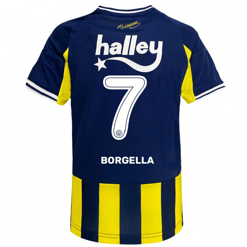 Danxen Kvinder Roselord Borgella #7 Gul Mørkeblå Hvid Hjemmebane Spillertrøjer 2025/26 Trøje T-Shirt
