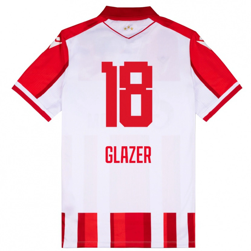 Danxen Kvinder Omri Glazer #18 Rød Hvid Hjemmebane Spillertrøjer 2025/26 Trøje T-Shirt