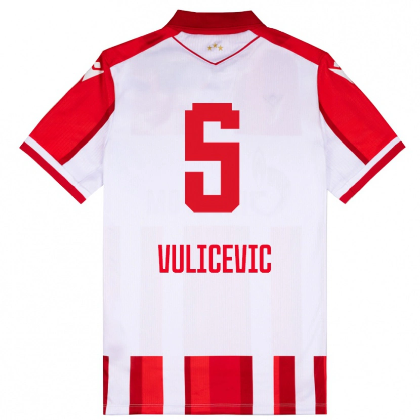 Danxen Kvinder Ognjen Vulicevic #5 Rød Hvid Hjemmebane Spillertrøjer 2025/26 Trøje T-Shirt