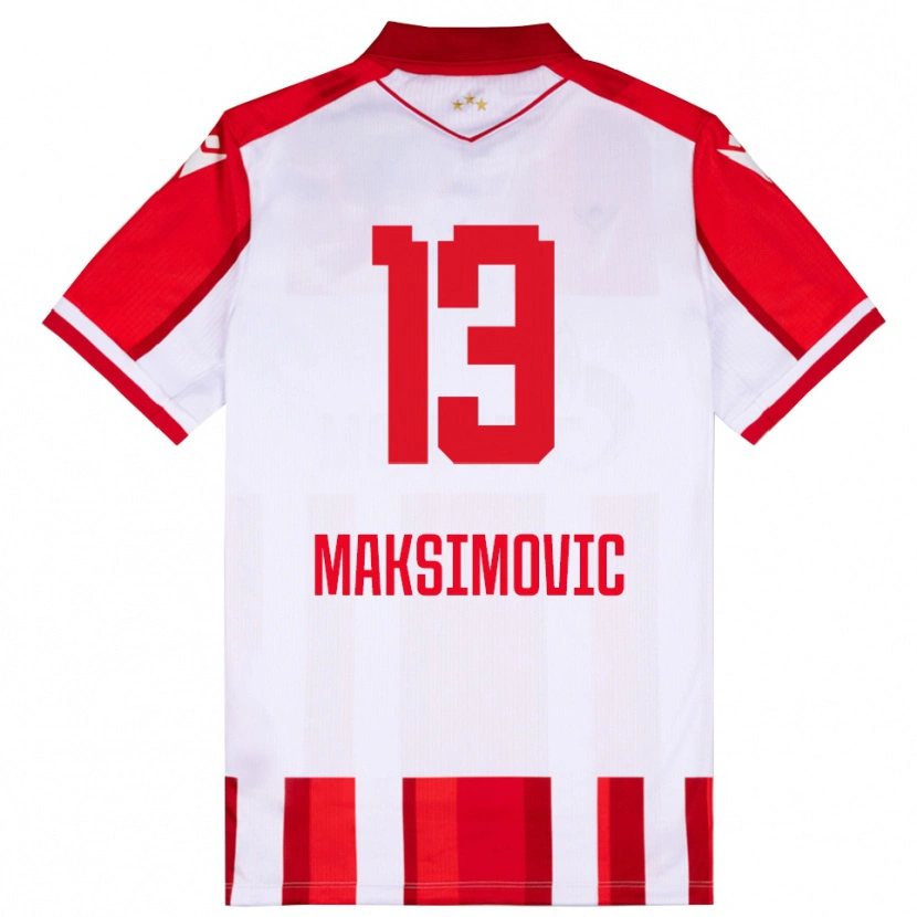 Danxen Kvinder Filip Maksimovic #13 Rød Hvid Hjemmebane Spillertrøjer 2025/26 Trøje T-Shirt