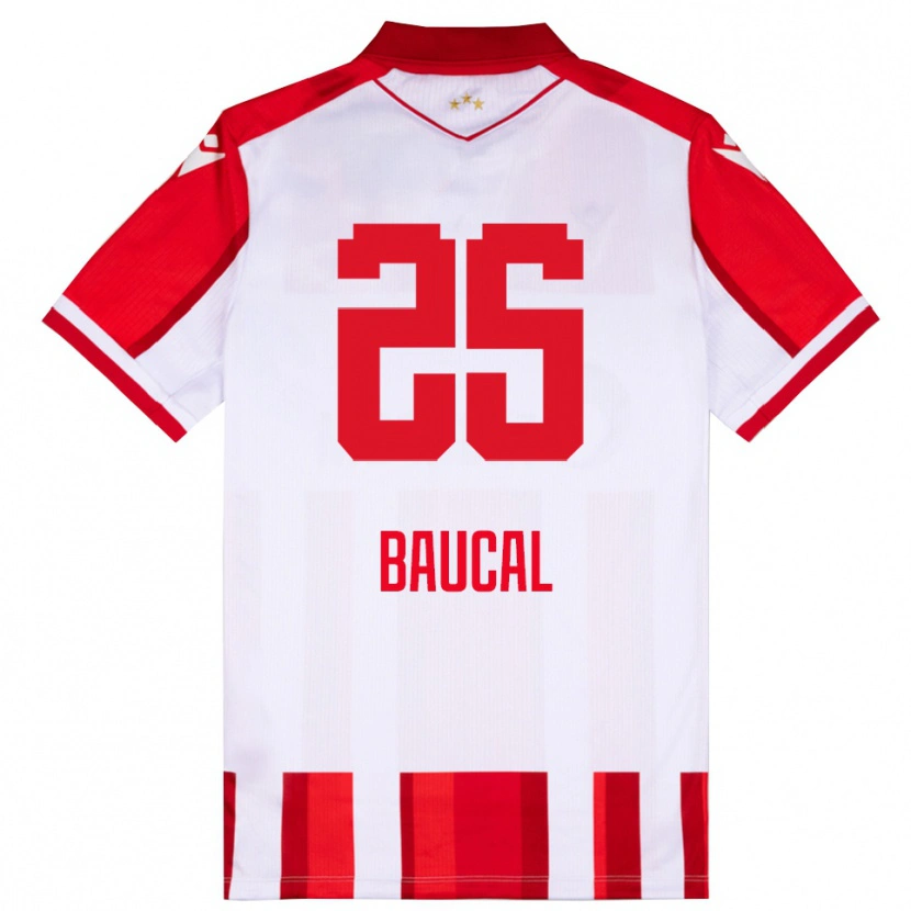 Danxen Kvinder Strahinja Baucal #25 Rød Hvid Hjemmebane Spillertrøjer 2025/26 Trøje T-Shirt