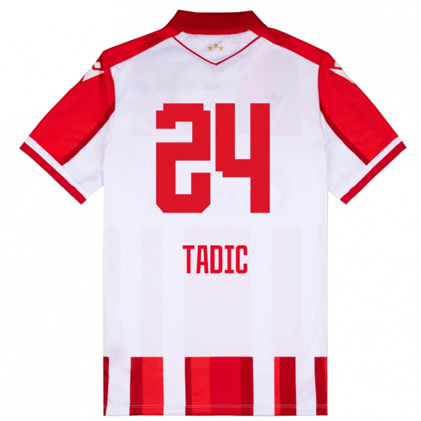 Danxen Kvinder Ilija Tadic #24 Rød Hvid Hjemmebane Spillertrøjer 2025/26 Trøje T-Shirt