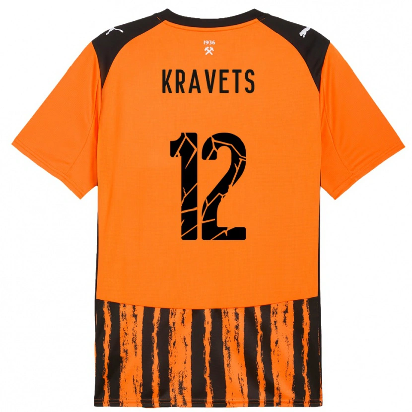Danxen Kvinder Vladyslav Kravets #12 Orange Sort Hjemmebane Spillertrøjer 2025/26 Trøje T-Shirt