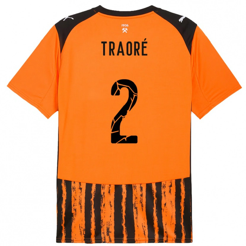 Danxen Kvinder Lassina Traoré #2 Orange Sort Hjemmebane Spillertrøjer 2025/26 Trøje T-Shirt