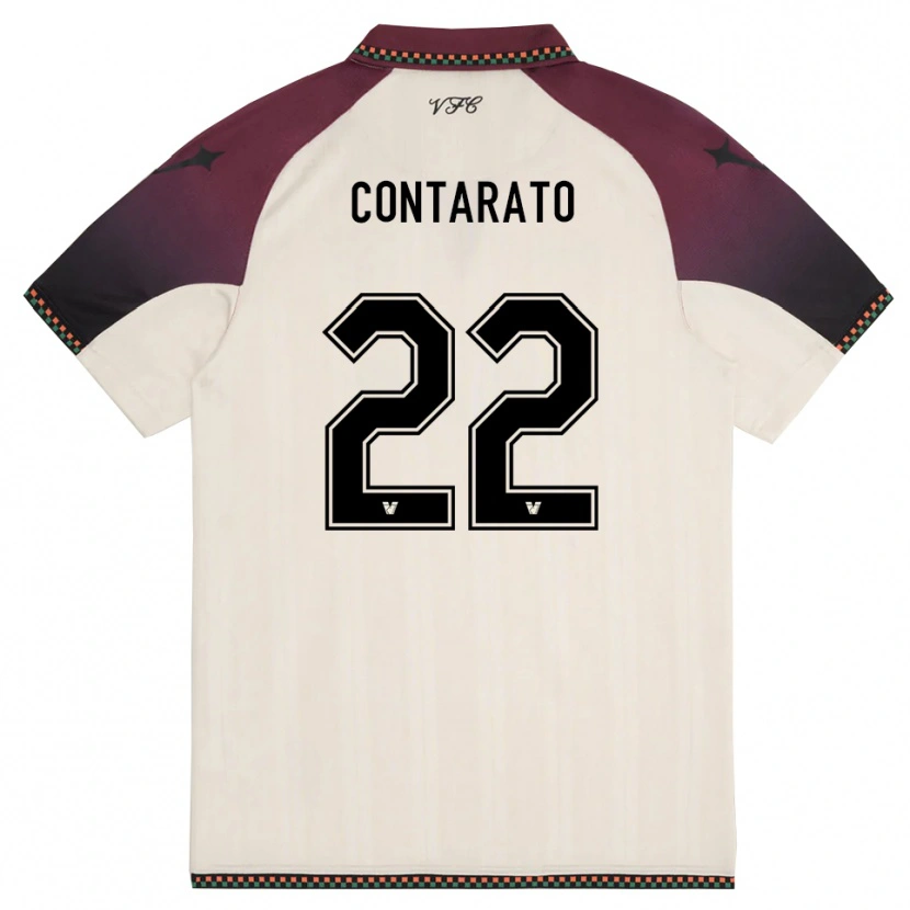Danxen Kvinder Ettore Contarato #22 Creme Bourgogne Udebane Spillertrøjer 2025/26 Trøje T-Shirt