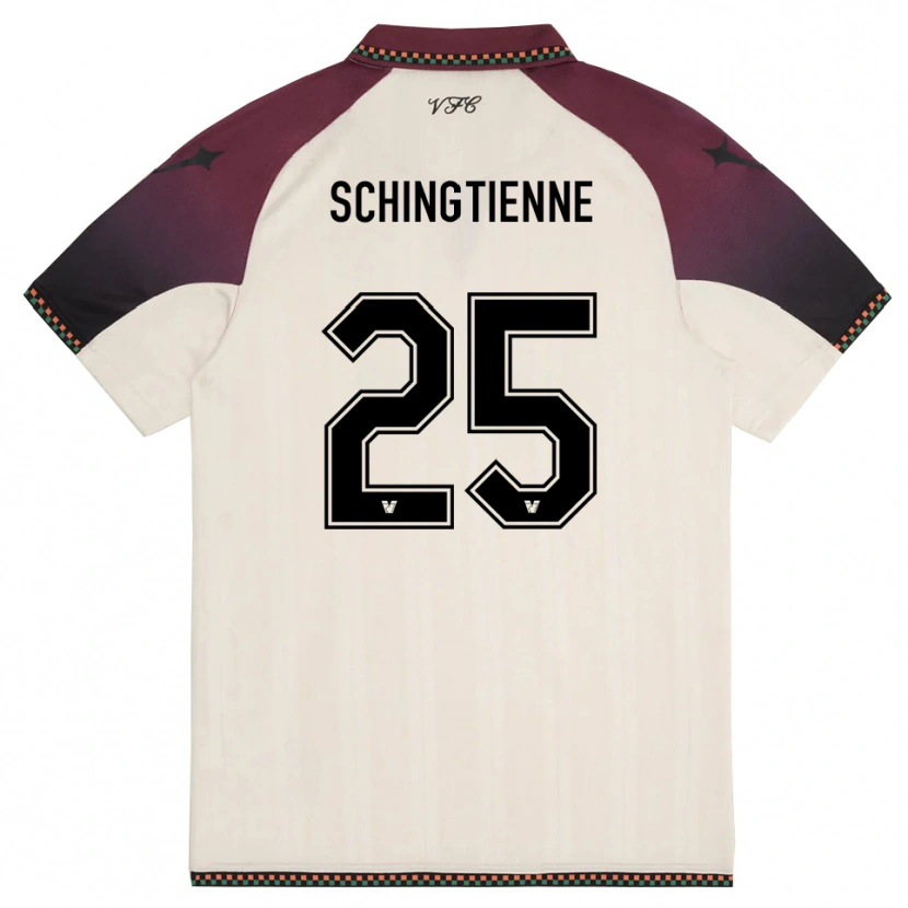 Danxen Kvinder Joël Schingtienne #25 Creme Bourgogne Udebane Spillertrøjer 2025/26 Trøje T-Shirt