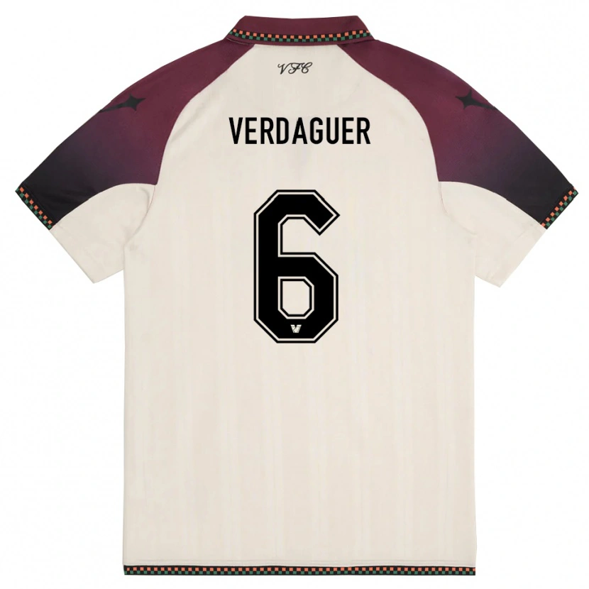 Danxen Kvinder Judith Verdaguer #6 Creme Bourgogne Udebane Spillertrøjer 2025/26 Trøje T-Shirt