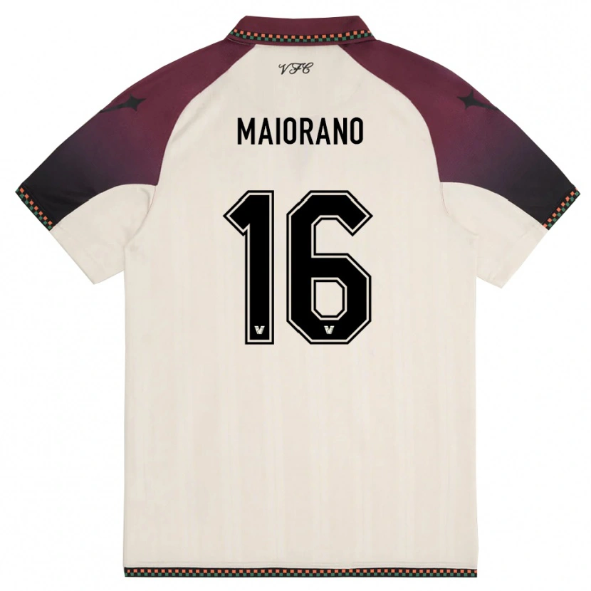 Danxen Kvinder Francesco Maiorano #16 Creme Bourgogne Udebane Spillertrøjer 2025/26 Trøje T-Shirt