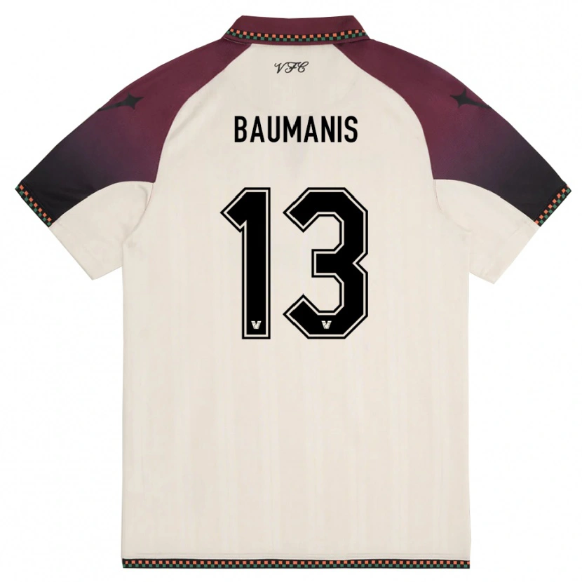 Danxen Kvinder Kristofers Baumanis #13 Creme Bourgogne Udebane Spillertrøjer 2025/26 Trøje T-Shirt