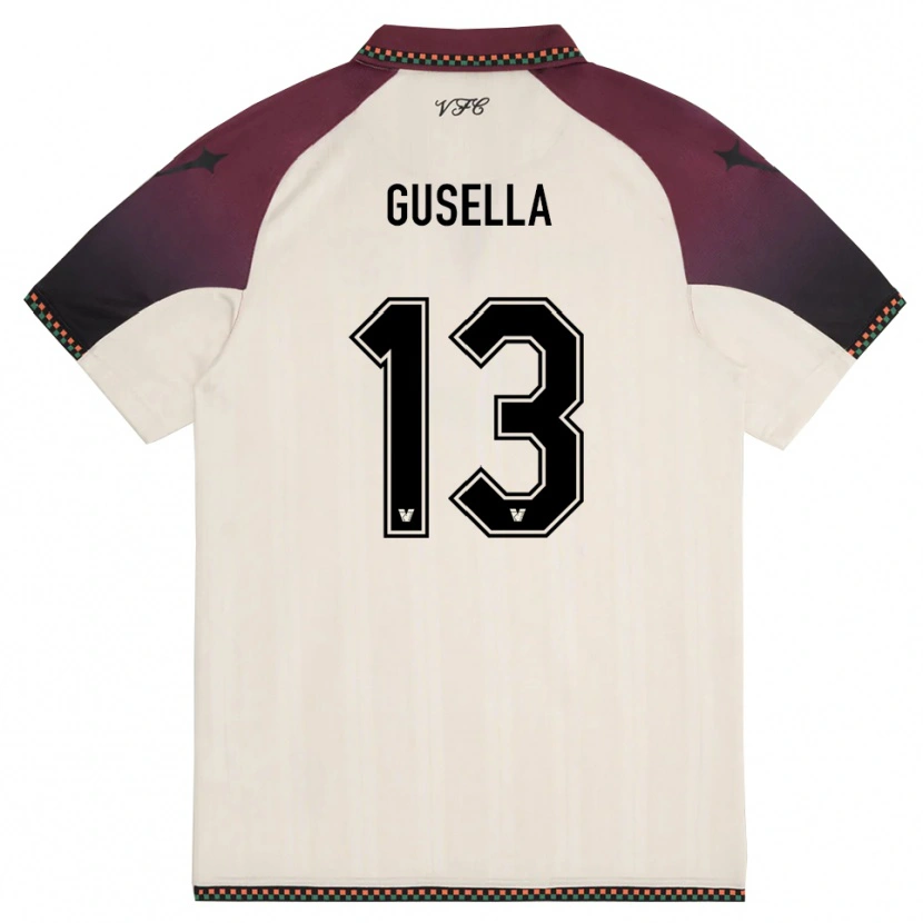 Danxen Kvinder Pietro Gusella #13 Creme Bourgogne Udebane Spillertrøjer 2025/26 Trøje T-Shirt