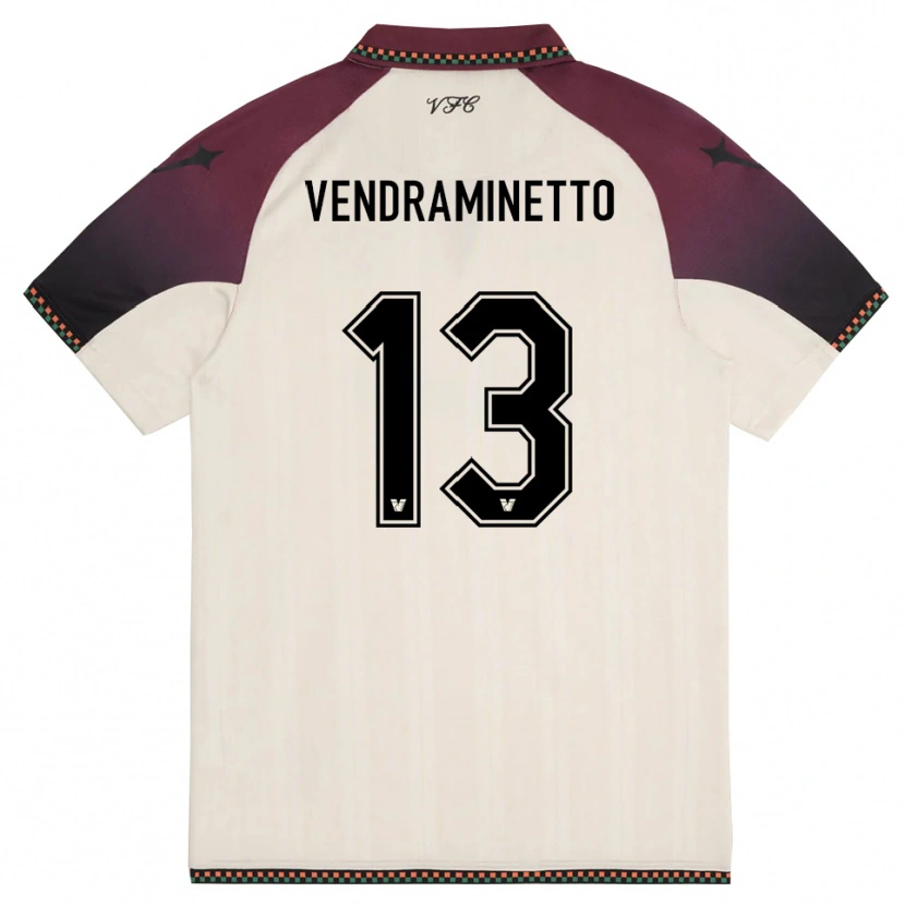 Danxen Kvinder Andrea Vendraminetto #13 Creme Bourgogne Udebane Spillertrøjer 2025/26 Trøje T-Shirt