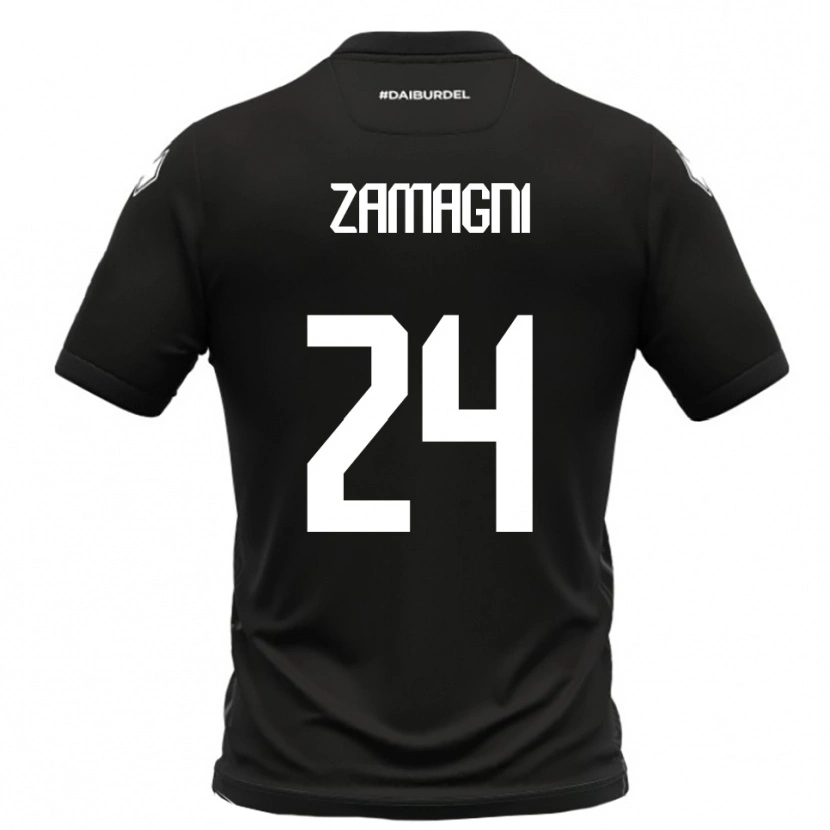 Danxen Kvinder Davide Zamagni #24 Sort Hvid Udebane Spillertrøjer 2025/26 Trøje T-Shirt