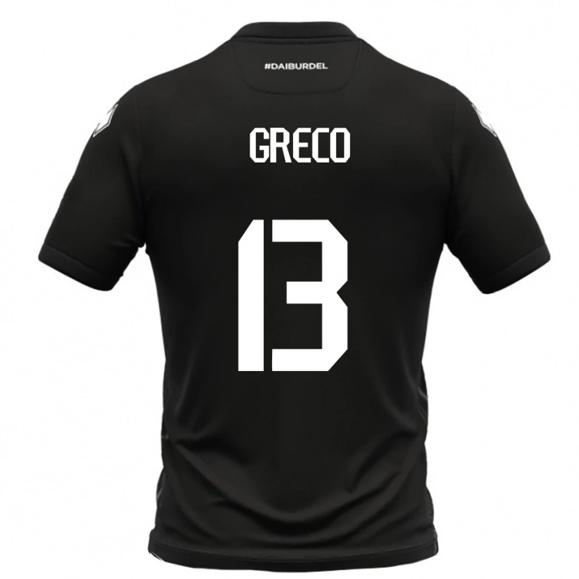 Danxen Kvinder Nicolò Greco #13 Sort Hvid Udebane Spillertrøjer 2025/26 Trøje T-Shirt