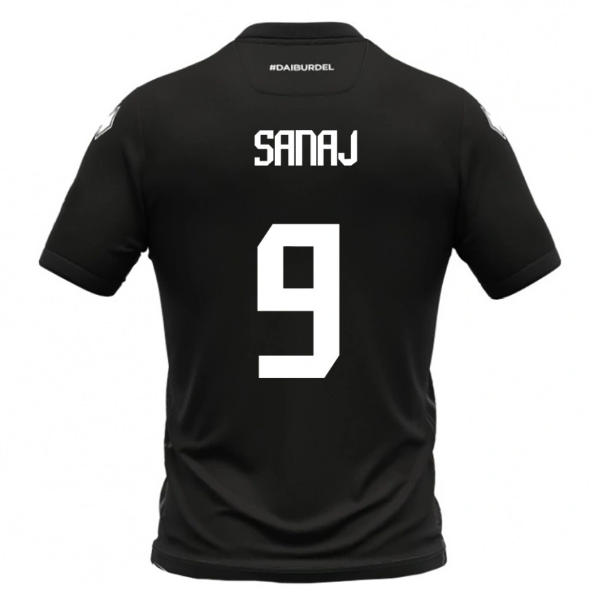 Danxen Kvinder Daniel Sanaj #9 Sort Hvid Udebane Spillertrøjer 2025/26 Trøje T-Shirt
