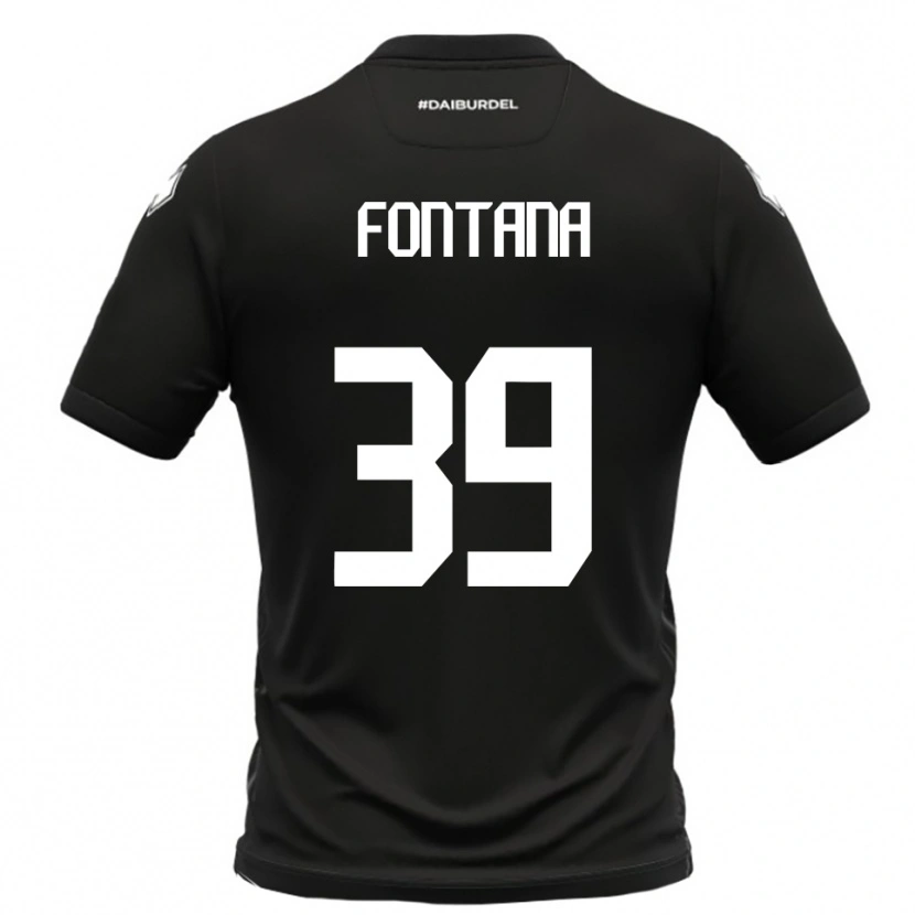 Danxen Kvinder Niccolò Fontana #39 Sort Hvid Udebane Spillertrøjer 2025/26 Trøje T-Shirt